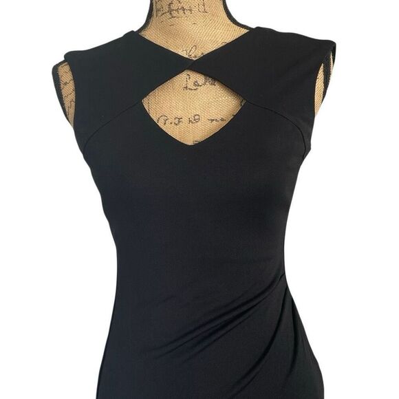 EUC! Nicole Miller Collection Black Sleeveless Midi Chest Cut Out Dress - Size 4 - Picture 2 of 7
